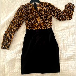 Animal print, two-tone dress.